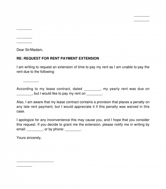 Request for Extension of Time to Pay Rent Template