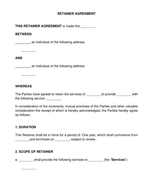 Free Accounting Retainer Agreement Template