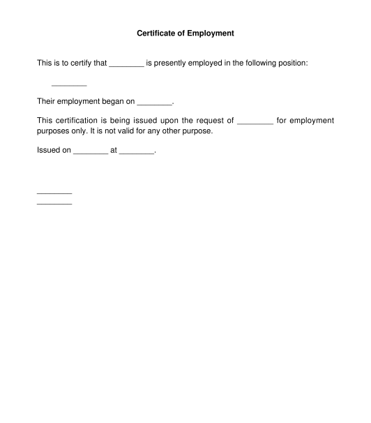 Employment Certificate Sample Template Word and PDF