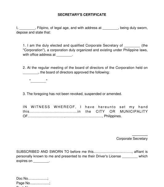 secretary-s-certificate-sample-template