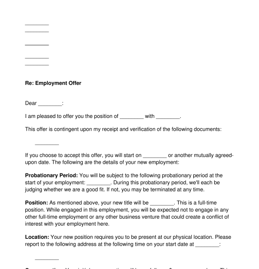 Employee Offer Letter FREE Template Word and PDF