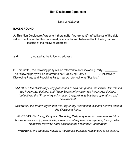 Non-Disclosure Agreement (NDA) - FREE - Template