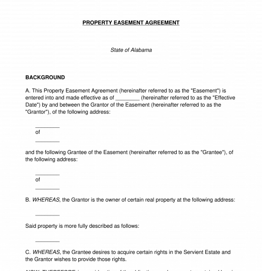 Property Easement Agreement FREE Sample, Template