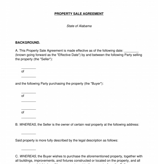 Property Sale Agreement Template Word & PDF